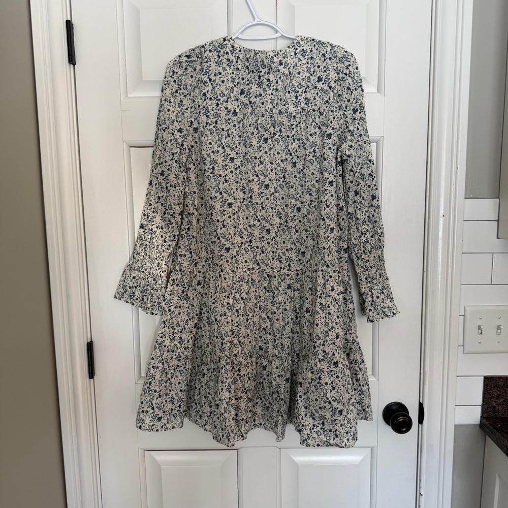 Tuckernuck Fleur Tiered Floral Kenzo Mini Dress Blue White 25106 - Picture 4 of 10